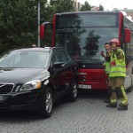 Buss personbil trafikolycka Landbrogatan